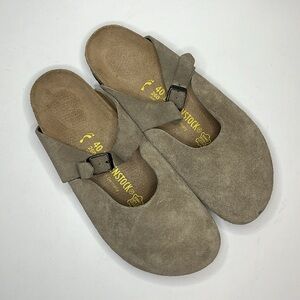 RARE Birkenstock Rosemead Taupe Suede Clogs